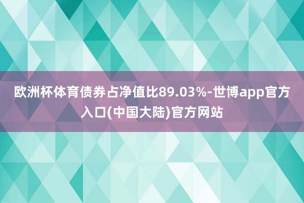 欧洲杯体育债券占净值比89.03%-世博app官方入口(中国大陆)官方网站