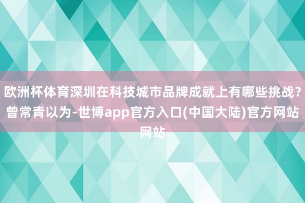 欧洲杯体育深圳在科技城市品牌成就上有哪些挑战？曾常青以为-世博app官方入口(中国大陆)官方网站